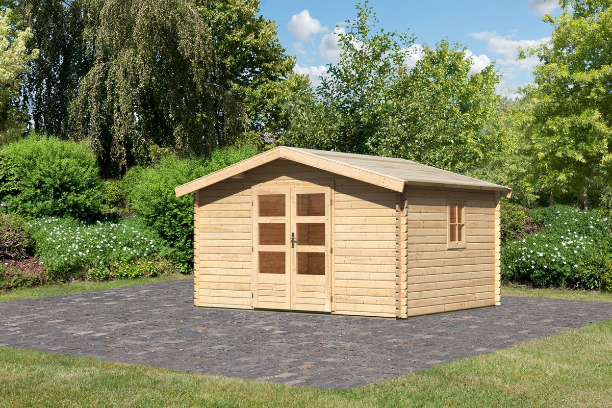 Blockbohlenhaus Meldorf 5 - 387x297 cm, naturbelassen, 38 mm,  Karibu