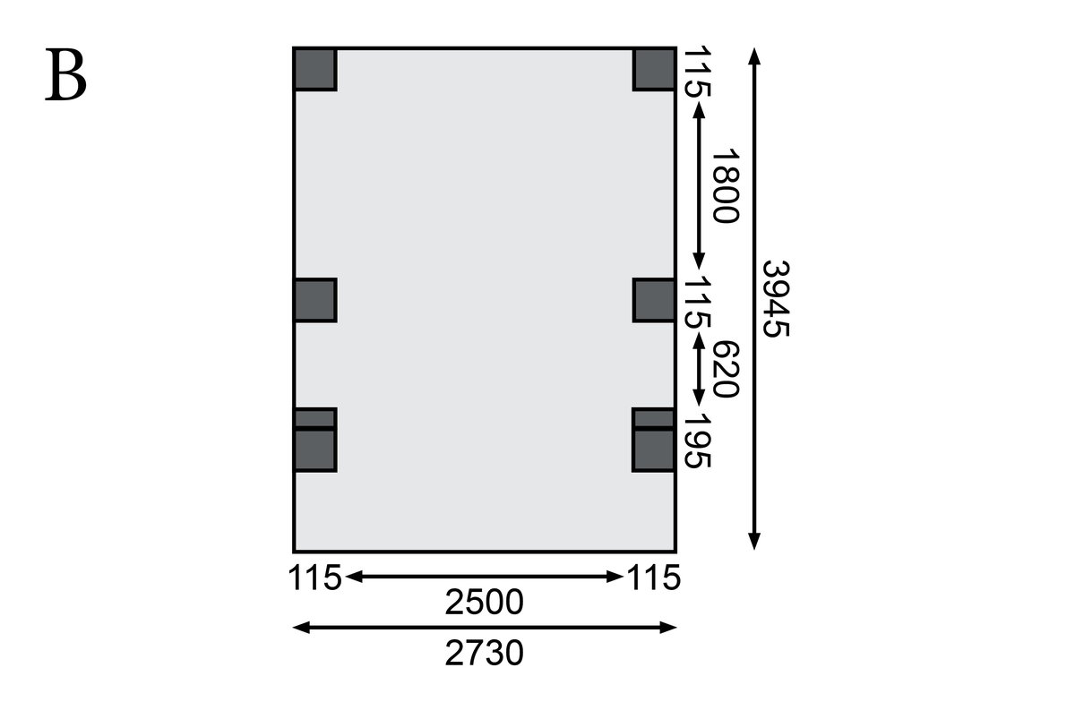 Einzelcarport CLASSIC 1 Variante C - 318x480 cm, kdi mit PVC-Dach