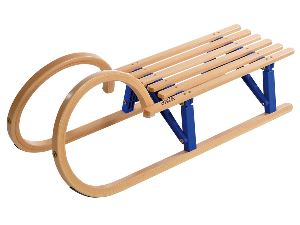 Hörnerrodel in blau klappbar 110 cm, Holz-Klappschlitten von VT-Sport