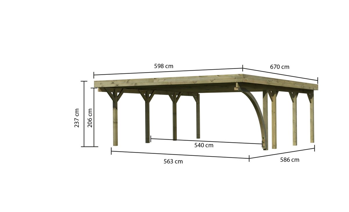 Doppelcarport CLASSIC 2 Variante C - 598x670 cm, kdi mit Stahldach