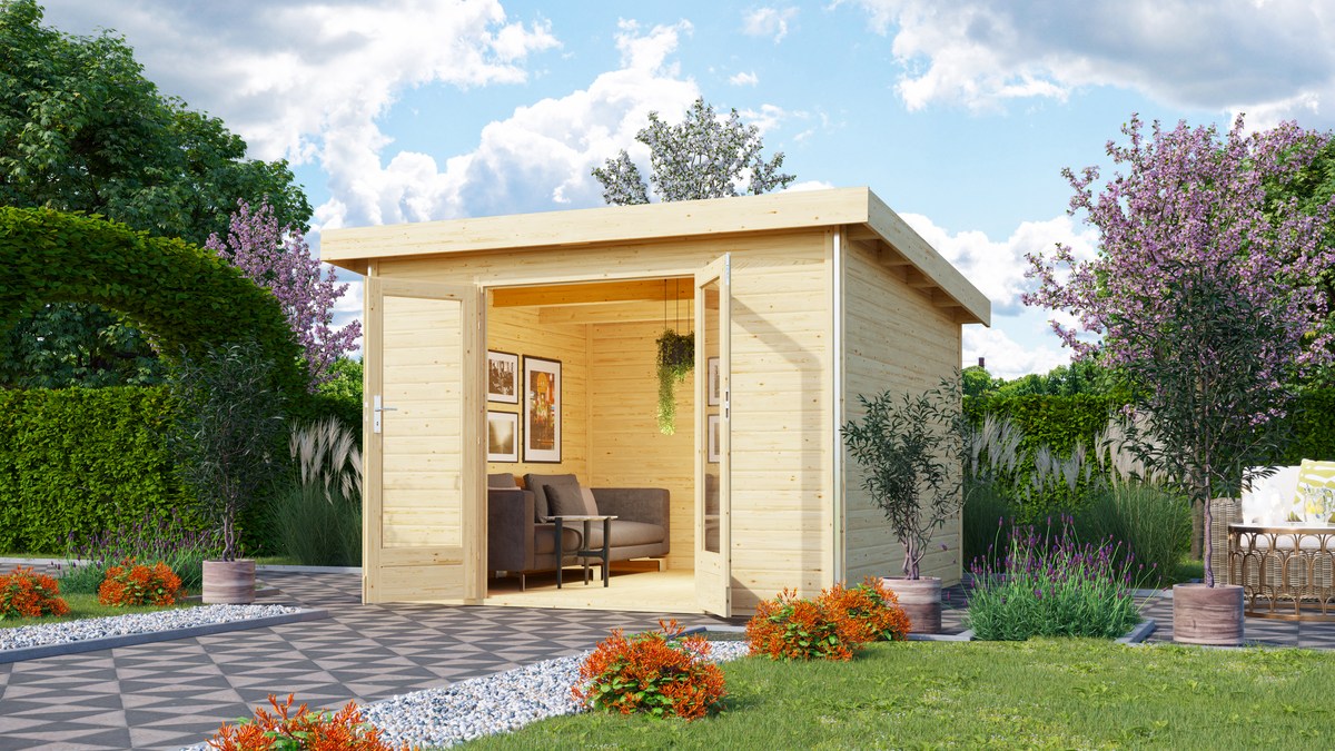 Gartenhaus Radeburg 1 - 309x309 cm, 40 mm Holz naturbelassen, Karibu