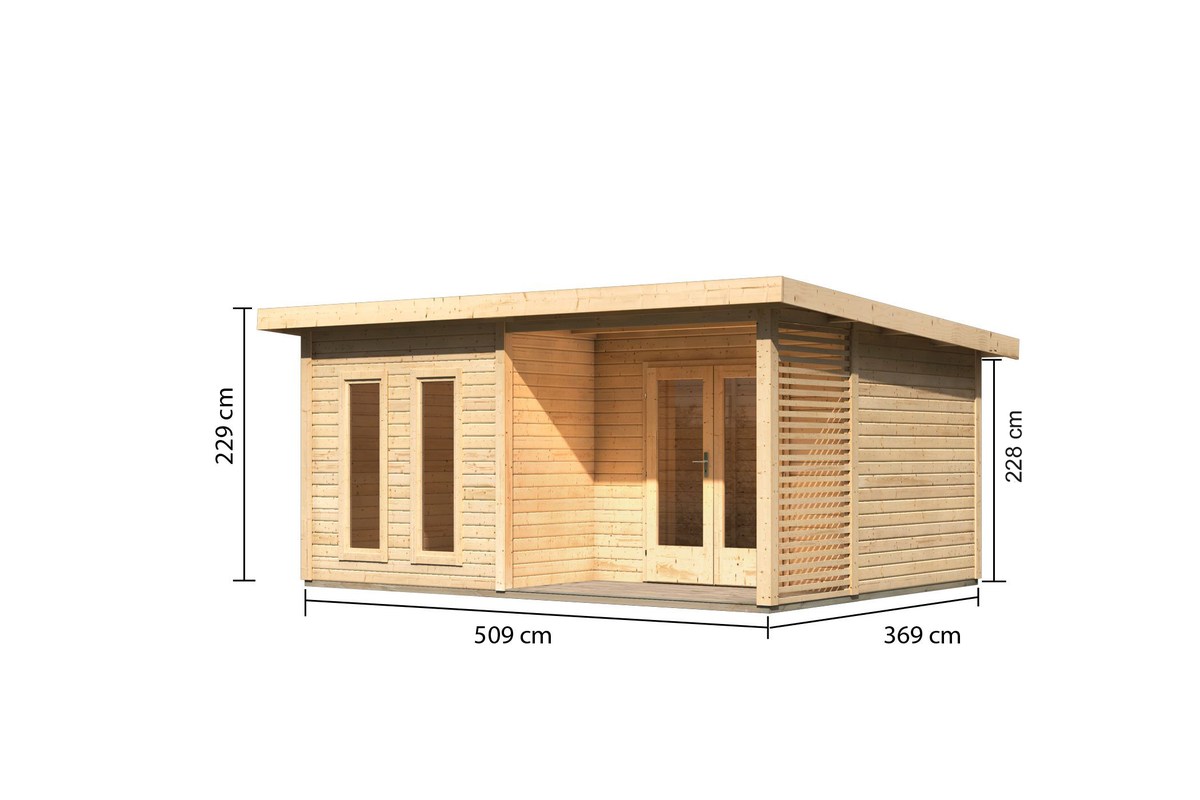 Gartenhaus Radeburg 5 - 509x369 cm, 40 mm Holz naturbelassen, Karibu