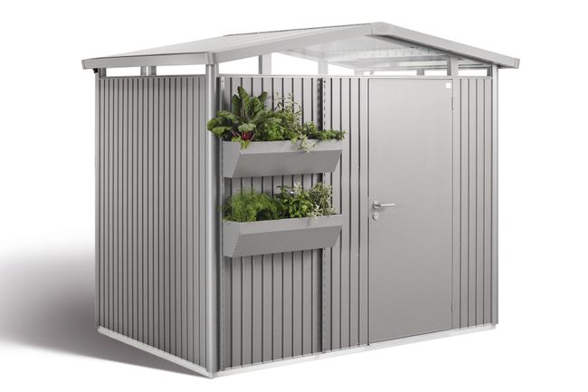 Blumenkasten-Set biohort FloraBoard quarzgrau-metallic zu Gerätehäusern AvantGarde, HighLine, Panorama