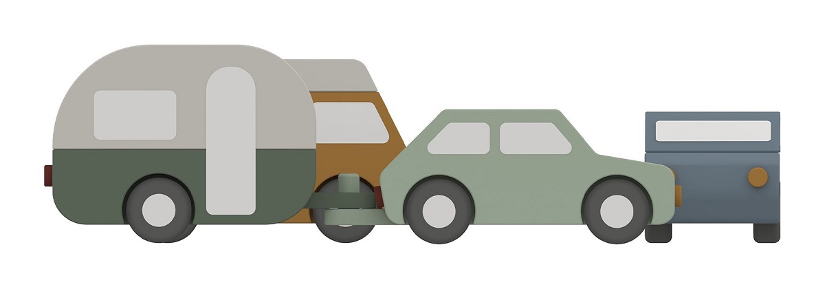 Flexa Set aus Holzautos, 4-teilig, aus massivem Buchenholz