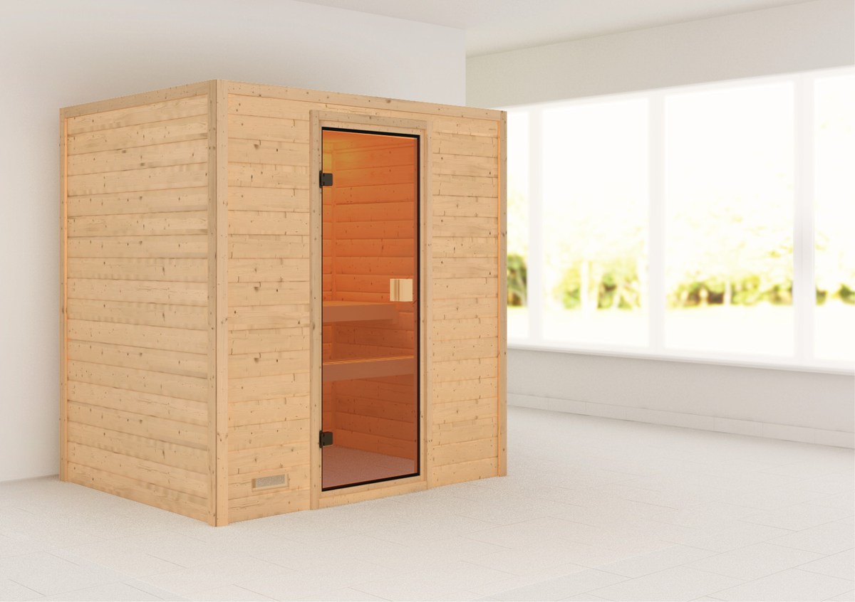 Aktionssauna Bergen 1 - 196x146 cm, 38 mm Massivholz-Sauna, WOODfeeling
