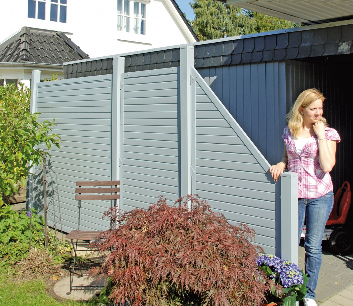 Sichtschutzzaun LIGHTLINE STECKZAUNSYSTEM weiß Gartenzaun Sichtschutz Kunststoff 