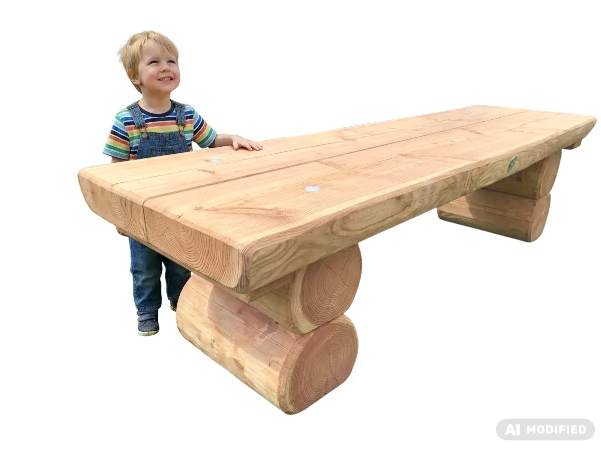 Kindertisch FELDBERG rustikaler Holztisch, Länge 2m, Douglasie natur