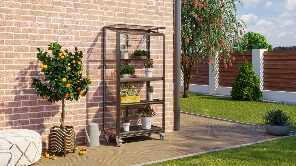 Zusatzregal für Balkongewächshaus, dunkelgrau/schwarz