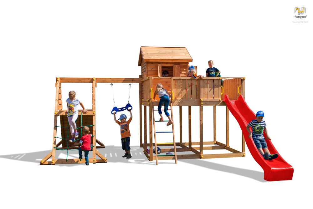 Fungoo Spielturmset My SPACE XL SPIDER+, teakfarben lasiert