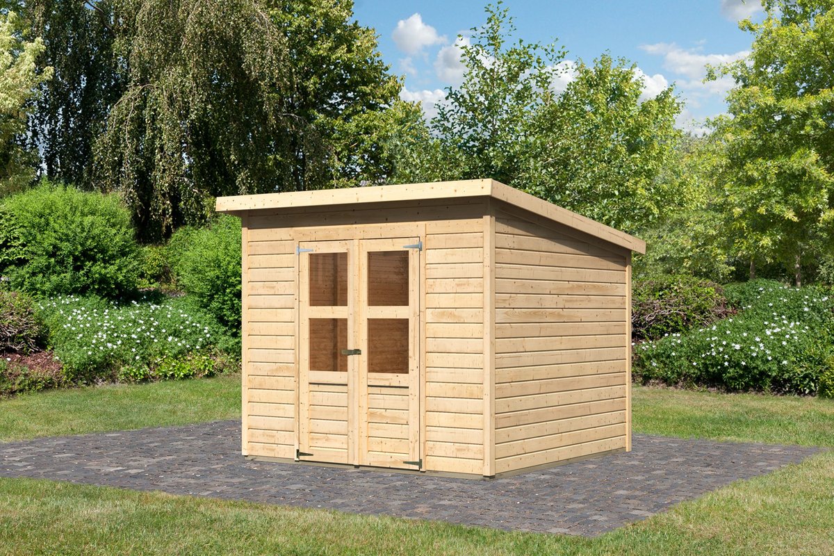 Karibu Gartenhaus Merseburg 6 - 242x240 cm, 14 mm Holz naturbelassen