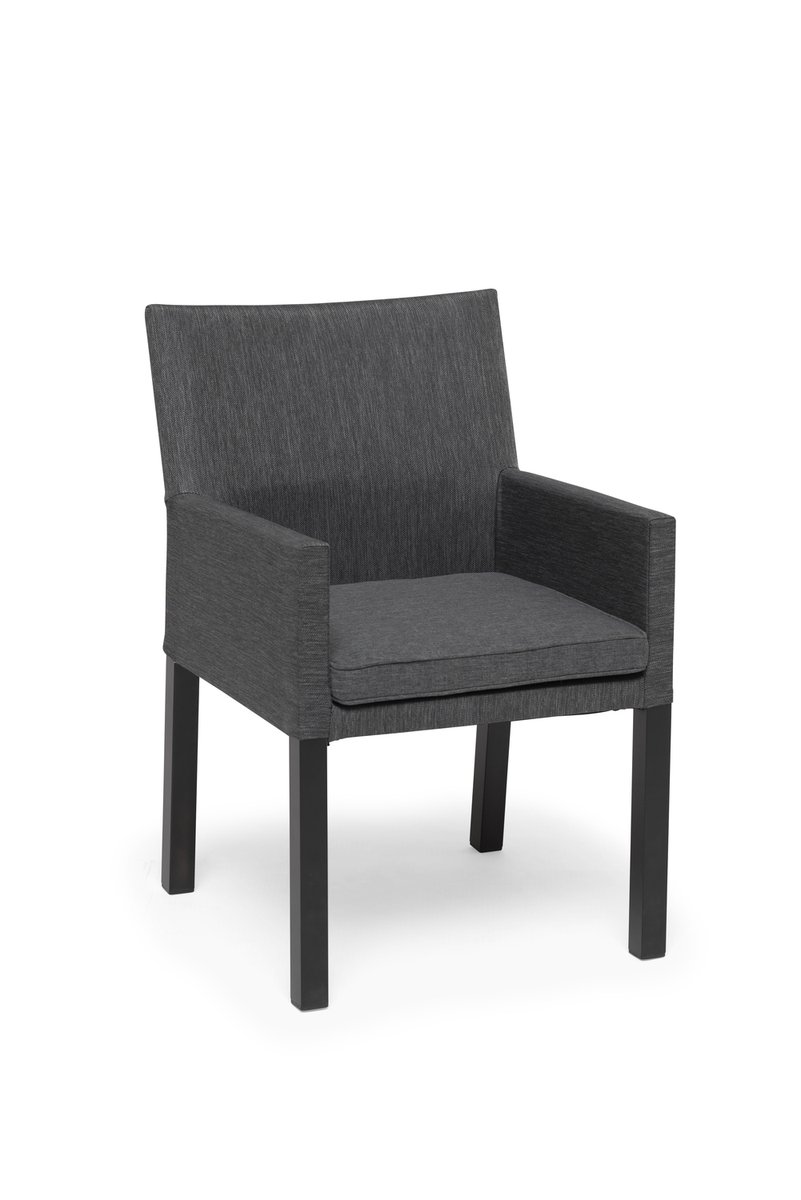Adelshamn 2er-Set Dining Chairs Alu schwarz mit grauer Polsterung