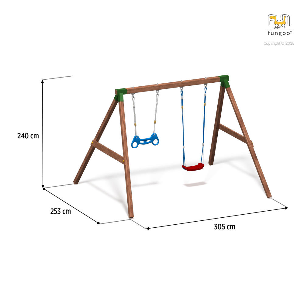 Fungoo Doppelschaukel FLY 2.0, teak-farben lasiert