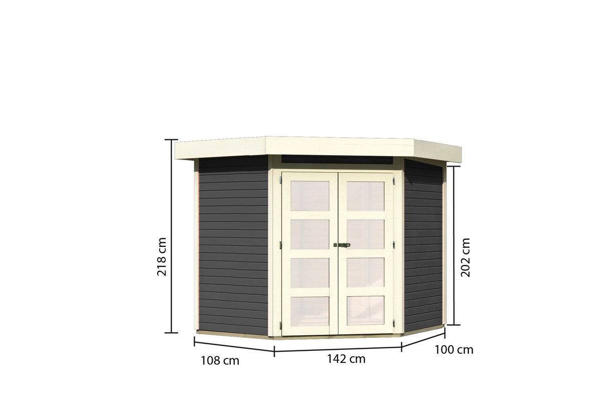 Gartenhaus Goldendorf 3, 213x217 cm, 19 mm Holz terragrau, Karibu