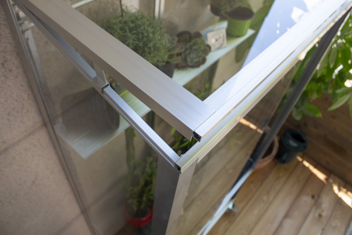 Vitavia Balkongewächshaus Polis mit Rollfundament, alu, Echtglas