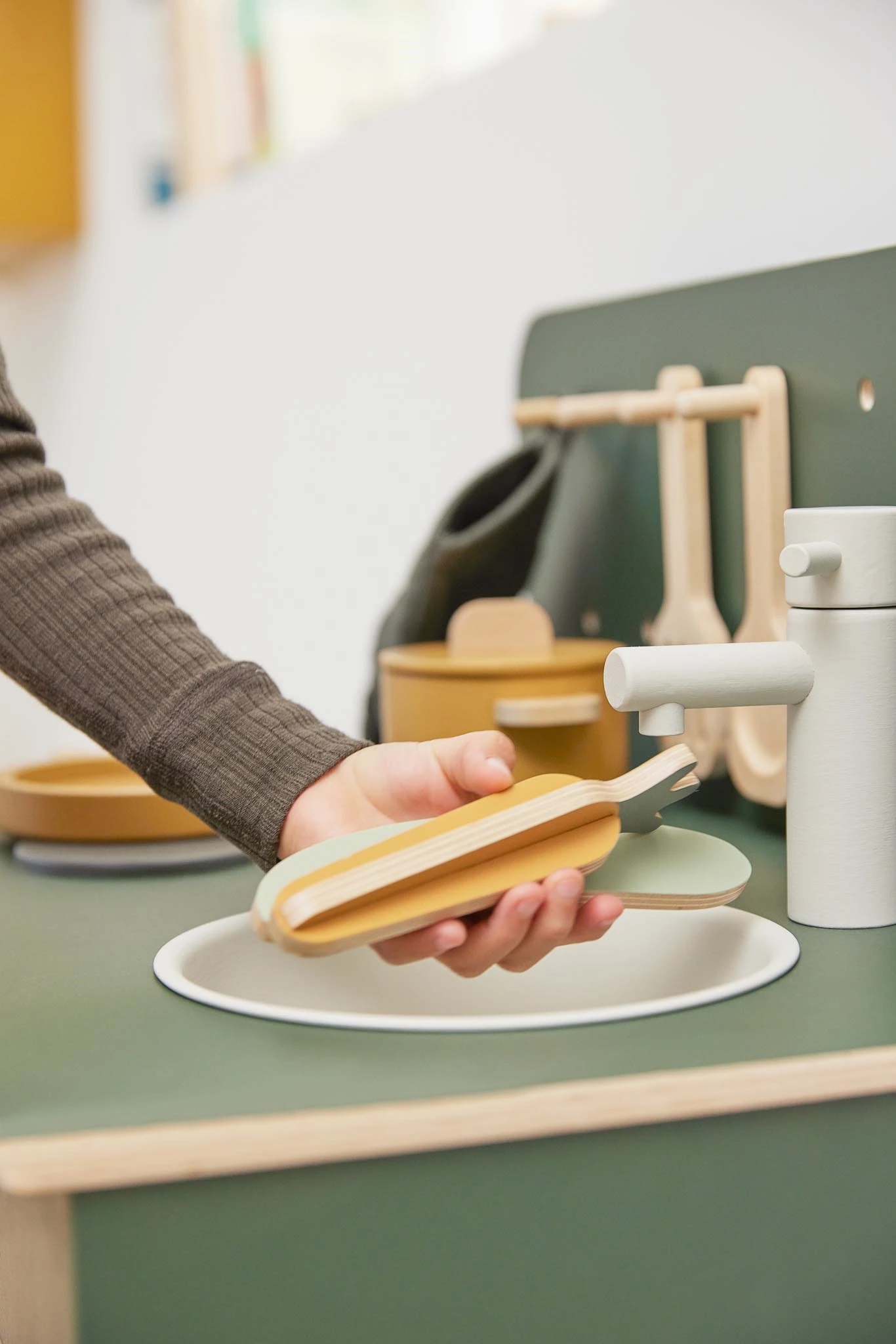 Flexa Gemüse Holzspielzeug-Set in Holzbox, Birke