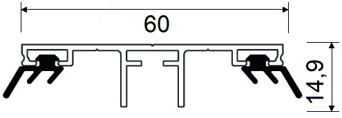 Mittelprofil TEJEALU Universalsystem 60, Alu silber, 2000 mm
