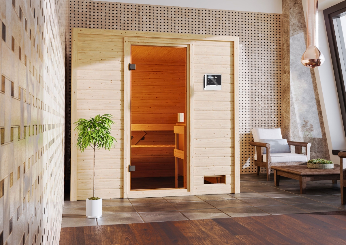 Karibu Sauna Adelina - 195x169 cm, 38 mm Massivholzsauna "ECO"