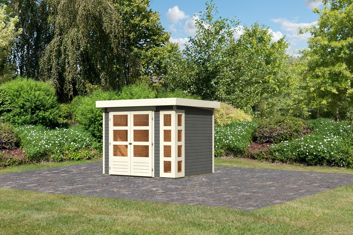 Gartenhaus Kerko 3 - 238 x 213 cm, 19 mm Holz terragrau, Karibu