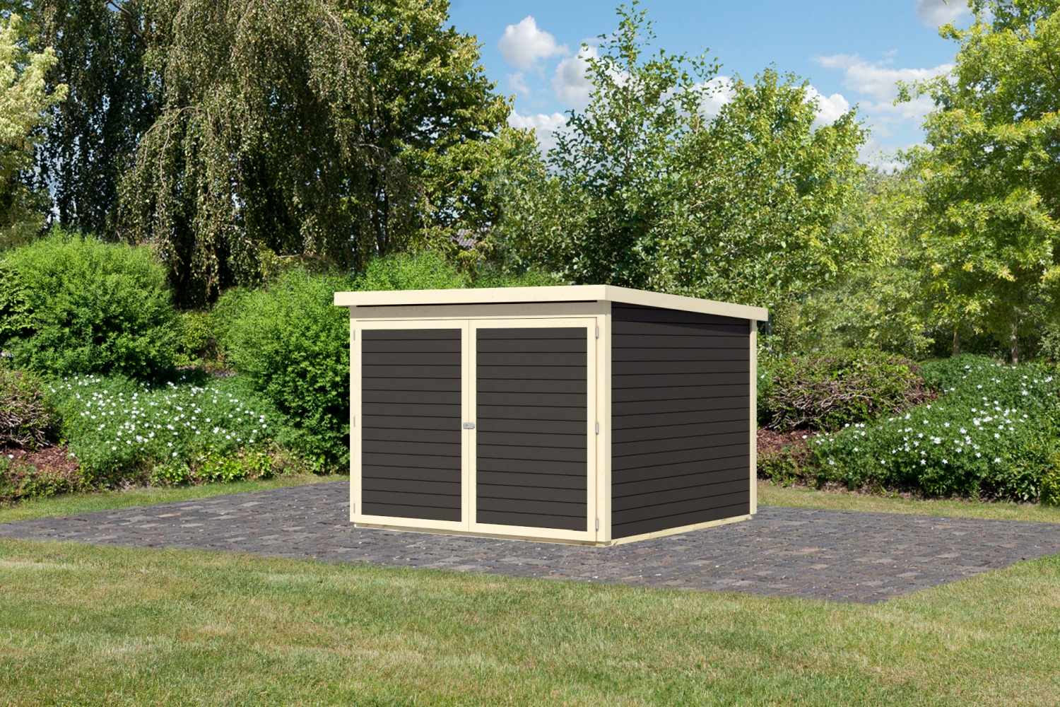 Fahrradgarage 4 - 213x217 cm, 19 mm Holz terragrau, Karibu