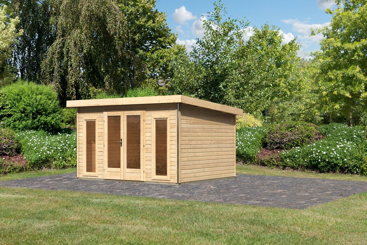 Gartenhaus Radeburg 2 - 369x309 cm, 40 mm Holz naturbelassen, Karibu
