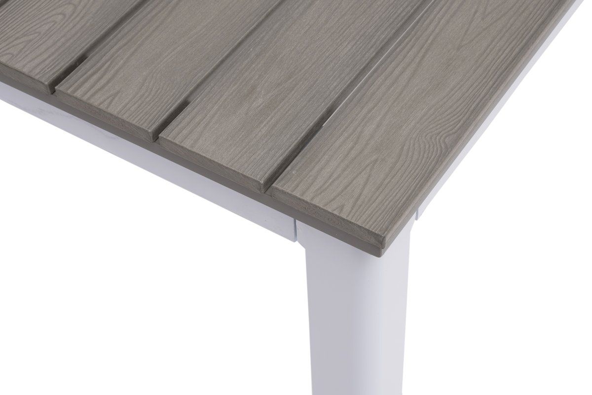 Nydala Gartentisch 140x80 cm Alu weiß/Polywood grau - Farbe: weiß/grau