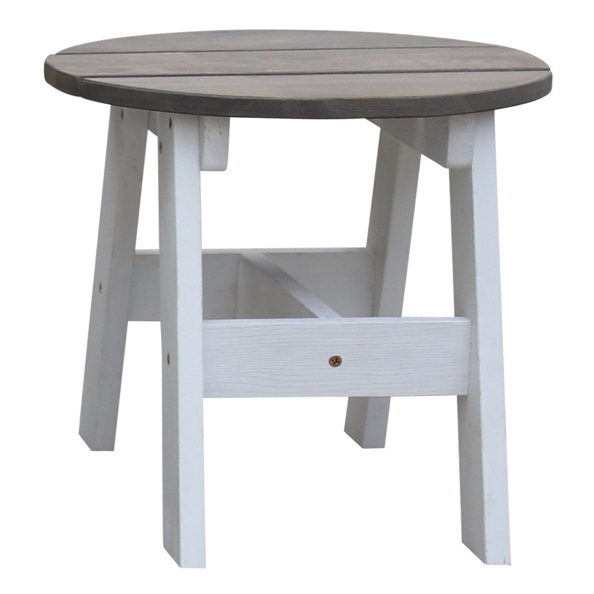 2er-Set Picknick-Hocker rund, Hemlockholz grau/weiß